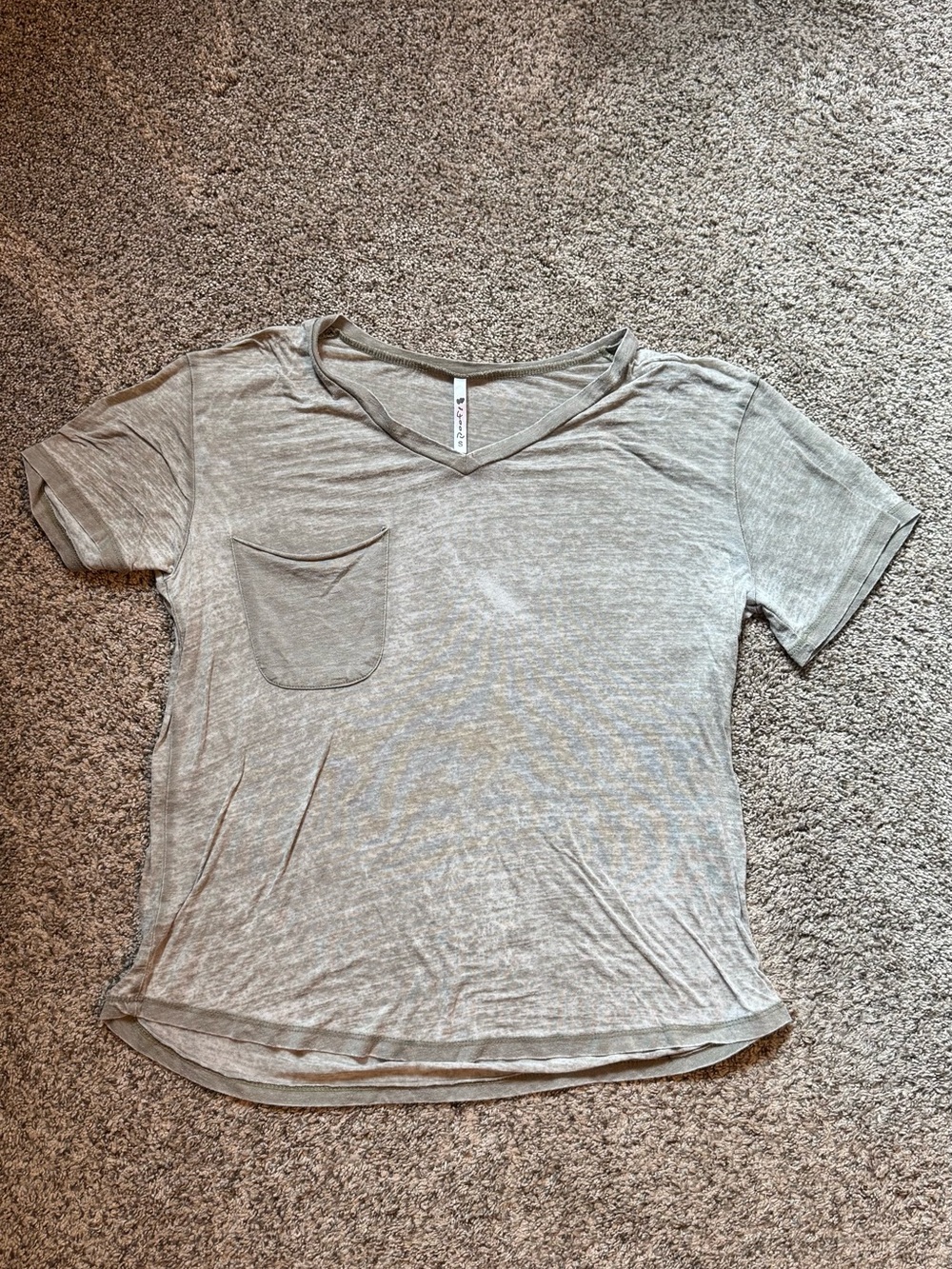 Light Gray V-Neck Pocket Women's Tee